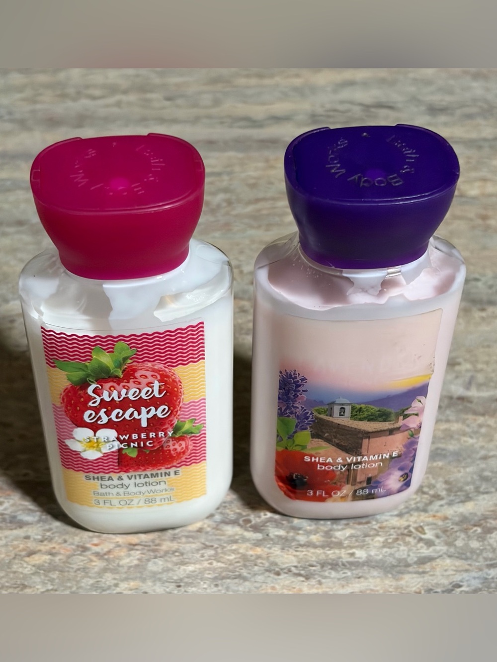 Bath & Body Works Sweet Escape & French Lavender Honey travel Size lotion